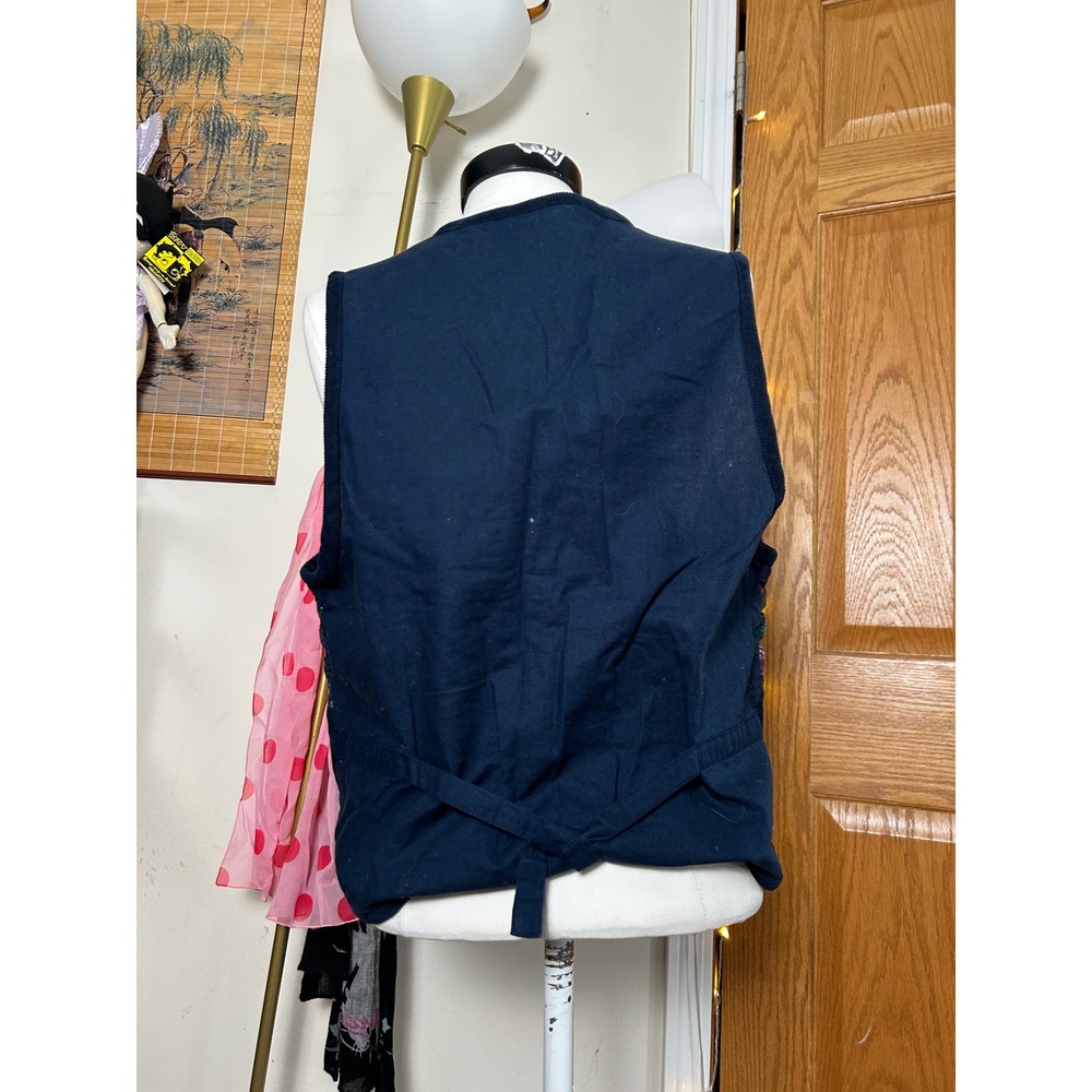 Vintage Cascade Blues Womens M Navy Corduroy Embroidered Fall‎ Farmhouse Vest - Picture 3 of 7